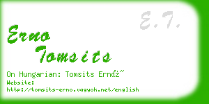 erno tomsits business card